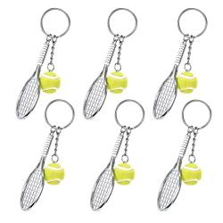 EQLEF Schlüsselanhänger Metall Tennis Schläger Schlüsselring Keychain Tennisball (6 Pcs) von EQLEF