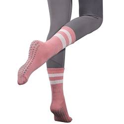 Rutschfeste Socken Damen Stoppersocken Krankenhaus Yoga Pilates Socken Bequeme Haus Krankenhaus Socken für Mädchen (Rosa) von EQLEF