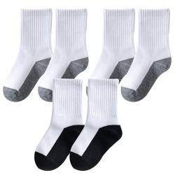 Sportsocken kinder, 3 Paare sneaker socken kinder Bequem weiße socken mädchen Hohe Elastizität Jungs tennissocken für Radfahren Laufen Wandern für 6-8 Jahre alt EU:28-31 von EQLEF