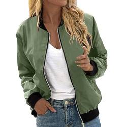 EQWIGKEIT Bomberjacke Damen Lässig Bikerjacke Leicht Pilotenjacke Vintage Freizeitjacke Kurz Übergangsjacke Oversized Sweatjacke Farbverlauf Damenjacke Langarm Fliegerjacke Motorradjacke -A3 von EQWIGKEIT