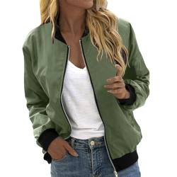 EQWIGKEIT Bomberjacke Damen Lässig Bikerjacke Leicht Pilotenjacke Vintage Freizeitjacke Kurz Übergangsjacke Oversized Sweatjacke Farbverlauf Damenjacke Langarm Fliegerjacke Motorradjacke von EQWIGKEIT