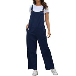 Jumpsuits Damen Ärmellose, Casual Baggy Locker Trägerhose Spaghetti-Träger, Oversize lose lange Hosen mit Taschen 2024 Latzhose Damen von EQWIGKEIT