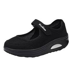 Orthopädische Schuhe Damen Air Cushion Slip On Walking Orthopedic Walking Shoes Freizeit Mesh Atmungsaktiv Freizeitschuhe Hausschuhe mit Fussbett Frauen Sneaker Turnschuhe Sportschuhe (Y1-Black, 41) von EQWIGKEIT