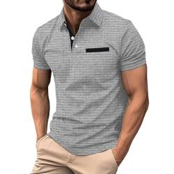 Poloshirt Herren Kurzarm Atmungsaktives Golf Poloshirts, Arbeits T-Shirt Männer Brusttasche, Angesagte Poloshirts Männer,Unifarben Polohemden Basic Freizeit Golf T-Shirts Lolfhemden Oberteile von EQWIGKEIT