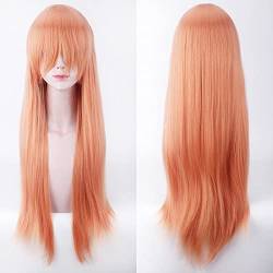 Halloween Fashion Christmas Party Dress Up Wig Cosplay Wig Universal 80Cm Color Long Straight Hair Style For Men And Women Universal Straight Hair Color:Zf80-023 Warm Orange (Rose Net) von EQWR