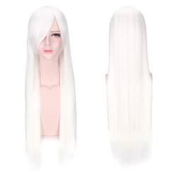 Halloween Fashion Christmas Party Dress Up Wig Cosplay Wig Universal 80Cm Color Long Straight Hair Style For Men And Women Universal Straight Hair Color:Zf80-09 White (Rose Net) von EQWR