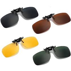 4 Stücke Sonnenbrille Clip, Sonnenbrillen Aufsatz Brille, Polarisierte Brille Clip mit 4 Farben, Polarisierende Sonnenbrillen für Frauen und Männer, für das Fahren, Laufen, Klettern und Radfahren von ERFGT