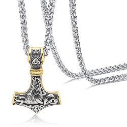 ERHUAN Thors Hammer Halskette, Wikinger Edelstahl Halskette, Herren Halskette, Edelstahl Halskette, Wikinger Halsketteceltic Knot Anhänger Halskette, für Männer, Boy Viking Norse Anhänger von ERHUAN