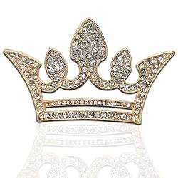 BIG Kronen-Brosche, Perlenkronen-Brosche für Damen, Kronen-Brosche, Anstecknadel, klare Kristall-Kronen-Brosche für Damen, für Kleidung, Cardigan-Kleid von ERHUO