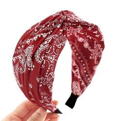 2023 Frauen Haar Zubehör Böhmen Haarband Mittleren Kreuz Knoten Headwear Casual Erwachsene (Color : Red hairband, Size : Onbe size) von ERICAT