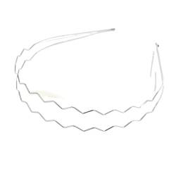 2PCS Doppel Wurzel Metall Stirnbänder Retro Gold Silber Frauen Haarbänder Einfache Kopfbedeckungen (Color : Silvery 2) von ERICAT
