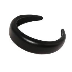 3 stücke PU Leder Verdickt Schwamm Haarband for Frauen Mädchen Breite Waschen Stirnband Retro Einfache Haar Zubehör (Color : Black) von ERICAT