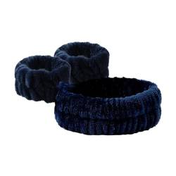 3-teiliges Set Stirnbänder for Waschen des Gesichts for Frauen, Korallen-Haarbänder, Manschette, wasserdichte Bänder, saugfähige Armbänder, Kopfband, Haar-Accessoires (Color : Navy Blue 3Pcs) von ERICAT
