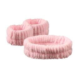 3-teiliges Set Stirnbänder for Waschen des Gesichts for Frauen, Korallen-Haarbänder, Manschette, wasserdichte Bänder, saugfähige Armbänder, Kopfband, Haar-Accessoires (Color : Pink 3Pcs-01) von ERICAT