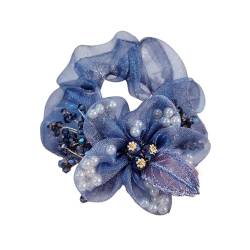 Blumenaccessoires Damen Haargummis Kristall Haarseil Damen (Color : A blue) von ERICAT