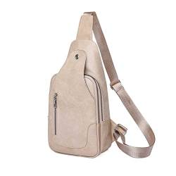 Brusttasche for Frauen, große Kapazität, Reise, Umhängetasche, weibliche Bauchtasche, Gürteltasche, PU-Leder, Damen, Reise-Sling, Umhängetasche (Color : Beige) von ERICAT