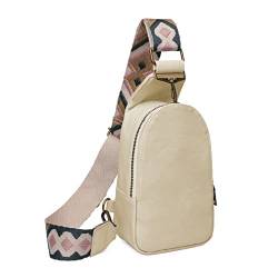 Einfarbige Brusttasche for Damen, große Kapazität, Reisetasche aus PU-Leder, Umhängetasche im nationalen Stil, Gürteltasche, Damen, täglich, Bauchtaschen (Color : Beige) von ERICAT