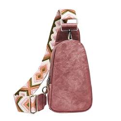 Einfarbige Brusttasche for Damen, große Kapazität, Reisetasche aus PU-Leder, Umhängetasche im nationalen Stil, Gürteltasche, Damen, täglich, Bauchtaschen (Color : Dark pink) von ERICAT