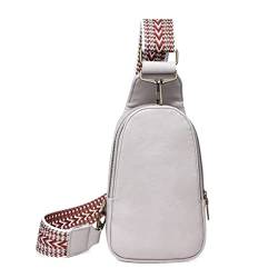 Einfarbige Brusttasche for Damen, große Kapazität, Reisetasche aus PU-Leder, Umhängetasche im nationalen Stil, Gürteltasche, Damen, täglich, Bauchtaschen (Color : Light Grey) von ERICAT