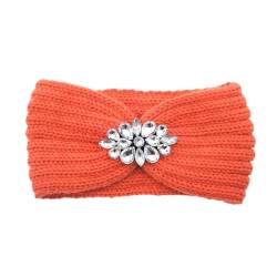 Elegante Frauen Strass Gestrickte Haarbänder Ohr Schutz Stirnband Kopf Gesicht Waschen Übung Yoga Warme Headwrap (Color : Orange) von ERICAT