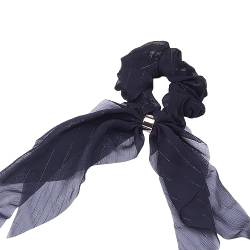 Fashion Solid Chiffon Dame Haar Schal Scrunchies Elastische Seil Frauen Bögen Scrunchie Accessori (Color : Black, Size : One size) von ERICAT