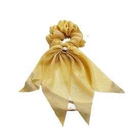 Fashion Solid Chiffon Dame Haar Schal Scrunchies Elastische Seil Frauen Bögen Scrunchie Accessori (Color : Yellow, Size : One size) von ERICAT