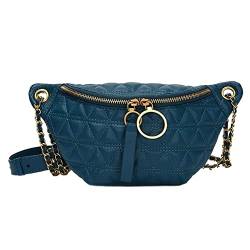 Frauen Gürteltasche Brusttasche Weibliche Taille Geldbörse Umhängetaschen Damen PU Leder Umhängetasche (Color : Blue) von ERICAT