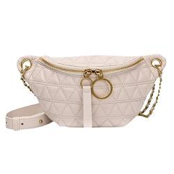 Frauen Gürteltasche Brusttasche Weibliche Taille Geldbörse Umhängetaschen Damen PU Leder Umhängetasche (Color : White) von ERICAT