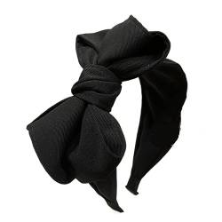 Frauen Stirnband Big Bowknot Seite Haarband Casual Klassische Kopfbedeckung Einfarbig Haar Zubehör (Color : Black hairband, Size : One size) von ERICAT