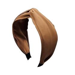 Frauen Stirnband Big Bowknot Seite Haarband Casual Klassische Kopfbedeckung Einfarbig Haar Zubehör (Color : Coffee hairband-01, Size : One size) von ERICAT