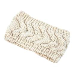 Gestrickte Stirnbänder Wärmer Häkeln Breites Haarband Turban for Frauen Bandana Headwrap Haar Breite Kopfbedeckung Zubehör (Color : Beige) von ERICAT