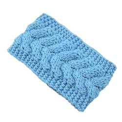 Gestrickte Stirnbänder Wärmer Häkeln Breites Haarband Turban for Frauen Bandana Headwrap Haar Breite Kopfbedeckung Zubehör (Color : Lake blue) von ERICAT