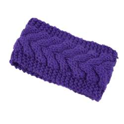 Gestrickte Stirnbänder Wärmer Häkeln Breites Haarband Turban for Frauen Bandana Headwrap Haar Breite Kopfbedeckung Zubehör (Color : Purple) von ERICAT