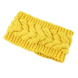 Gestrickte Stirnbänder Wärmer Häkeln Breites Haarband Turban for Frauen Bandana Headwrap Haar Breite Kopfbedeckung Zubehör (Color : Yellow) von ERICAT