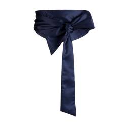 Gürtel Frauen mit Rock Seide dekorative Mantel mit Kleid Träger Satin Taille Verlängerung Schleife breite Taille Abdeckung (Color : Dark blue, Size : 1Size) von ERICAT