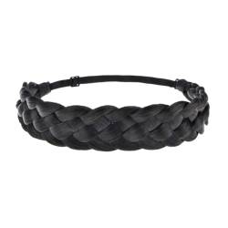 Haarband, klobiges Haargeflecht, 5 Stränge, geflochtene Zöpfe, Haar-Styling-Stirnbänder, Retro-Frisuren-Kopfbedeckung (Color : Black) von ERICAT