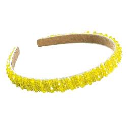 Handgewebtes Perlen Stirnband Haarschmuck Damen Stirnband Haarband Kopfbedeckung Frau (Color : B yellow) von ERICAT