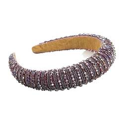 Handgewebtes Perlen Stirnband Haarschmuck Damen Stirnband Haarband Kopfbedeckung Frau (Color : Purple) von ERICAT