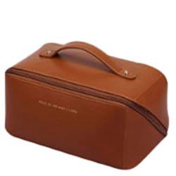 Kulturbeutel for Damen, PU-Leder, Make-up-Tasche, kleine Reise-Kosmetiktasche for Damen und Mädchen, Make-up-Pinsel-Tasche, Fach-Design, tragbare Reise-Kulturtasche/485 (Color : Brown) von ERICAT