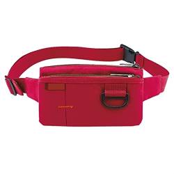 Männer Frauen Nylon 4 Taschen wasserdichte Hüfttaschen Verschleißfeste Schwarze Gürteltasche Messenger Umhängetasche (Color : Red 1) von ERICAT