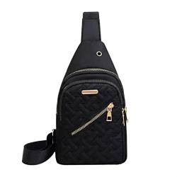 Neue Frauen Bestickter Faden Brusttasche Große Kapazität Weibliche Mehrschichtige Frauen One-Shoulder Schräge Kreuz Handtasche (Color : Black1, Size : 31cm 17cm 4cm) von ERICAT