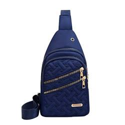 Neue Frauen Bestickter Faden Brusttasche Große Kapazität Weibliche Mehrschichtige Frauen One-Shoulder Schräge Kreuz Handtasche (Color : Blue2, Size : 31cm 17cm 4cm) von ERICAT