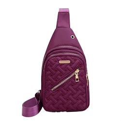 Neue Frauen Bestickter Faden Brusttasche Große Kapazität Weibliche Mehrschichtige Frauen One-Shoulder Schräge Kreuz Handtasche (Color : Purple1, Size : 31cm 17cm 4cm) von ERICAT