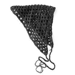 Romantischer Spitzen-Dreiecksschal for Damen, Vintage-Dekoration, kleiner Schal, hohl, solides Stirnband (Color : Black, Size : One size) von ERICAT