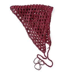 Romantischer Spitzen-Dreiecksschal for Damen, Vintage-Dekoration, kleiner Schal, hohl, solides Stirnband (Color : Wine red, Size : One size) von ERICAT