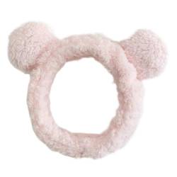 Schöne Bär Ohr Form Stirnband Frauen Make-Up Waschen Gesicht Plüsch Stirnband Elastisches Haarband for Frauen Mädchen (Color : Pink) von ERICAT