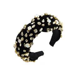 Solide geknotete Stirnbänder for Damen, Damen, Strass-Kristall-Haarband, Haarreifen, Haar-Accessoires (Color : Black, Size : One size) von ERICAT