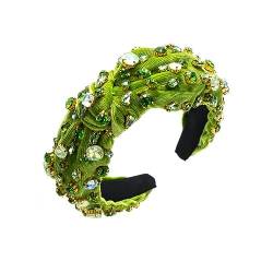 Solide geknotete Stirnbänder for Damen, Damen, Strass-Kristall-Haarband, Haarreifen, Haar-Accessoires (Color : Light Green, Size : One size) von ERICAT