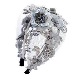 Spitze Stickerei Kristall Blume Stirnbänder for Frauen Pailletten Haar Zubehör Breite Mädchen Floral (Color : Width 8cm-03) von ERICAT