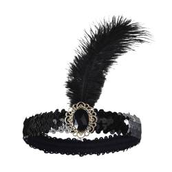 Stirnband Frauen Mädchen Schwarze Feder Kopfbedeckung Maskerade Party Requisiten Haarzubehör (Color : C8) von ERICAT